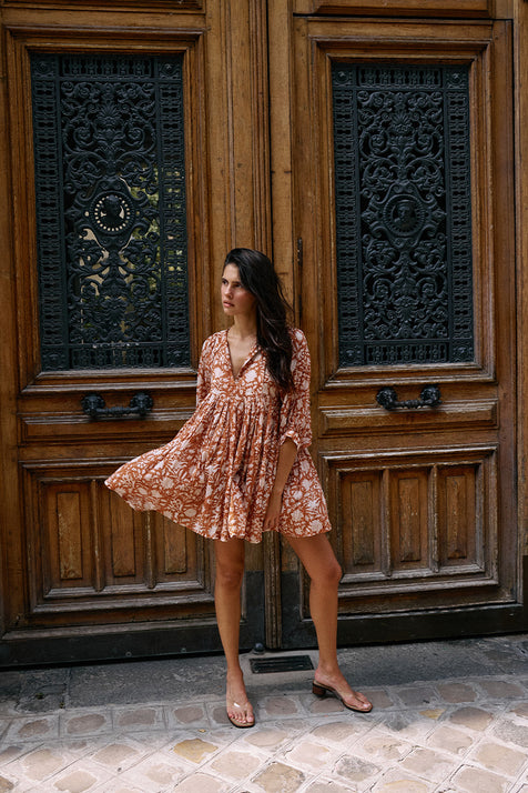 Kyra Mini Dress ~ Caramel